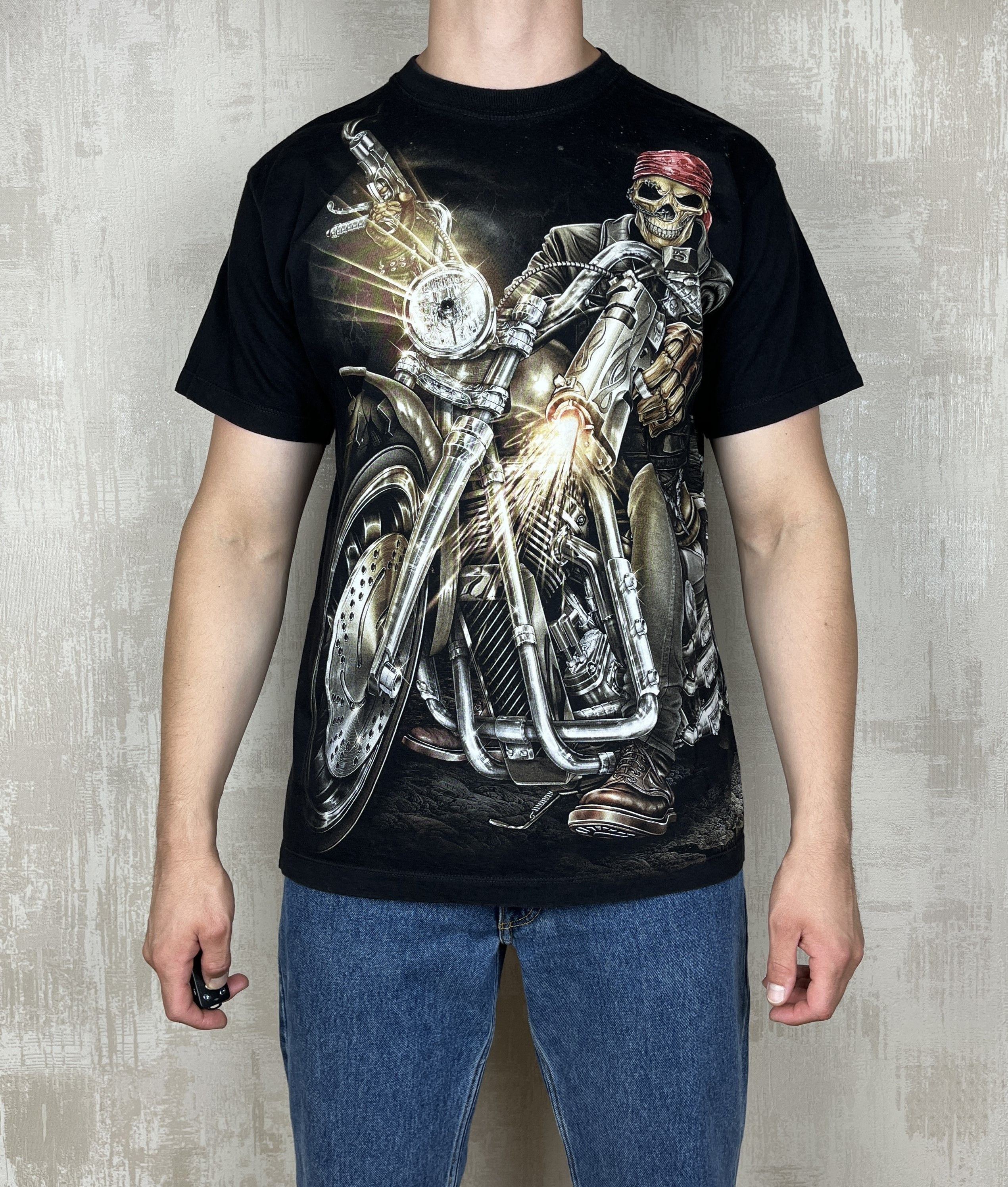 Vintage Rock Chang Skull Biker Motorcycle Chopper Vintage T-shirt Size US L / EU 52-54 / 3 - 1 Thumbnail