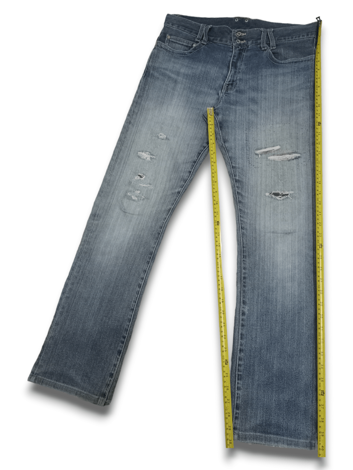 Japanese Brand Vintage Japanese Brand Blue Wash Distressed Loose Jeans Size US 33 - 9 Thumbnail
