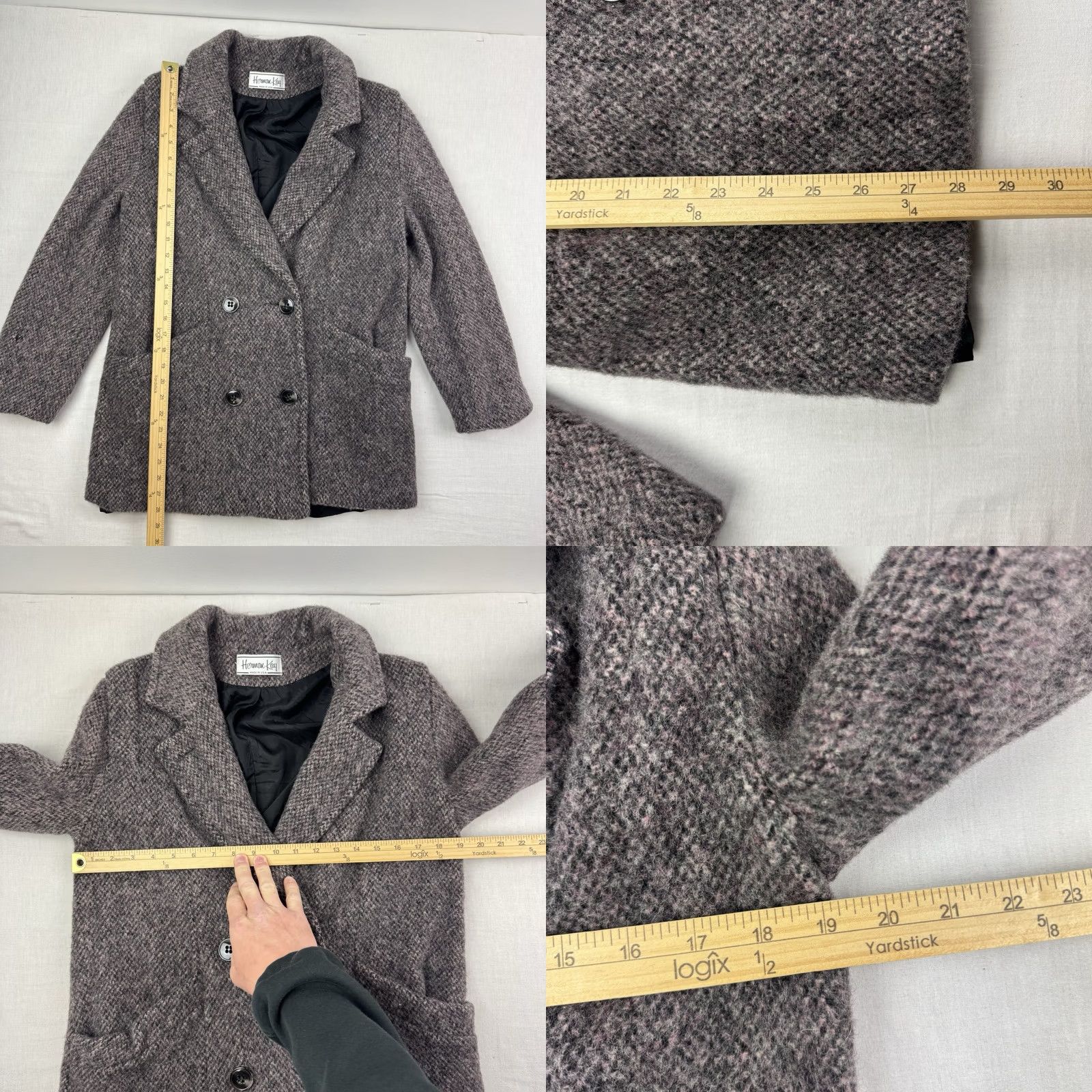 Vintage VINTAGE Herman Kay Coat Womens Large Button Up Shawl Collar 80s Wool Gray Size L / US 10 / IT 46 - 8 Thumbnail