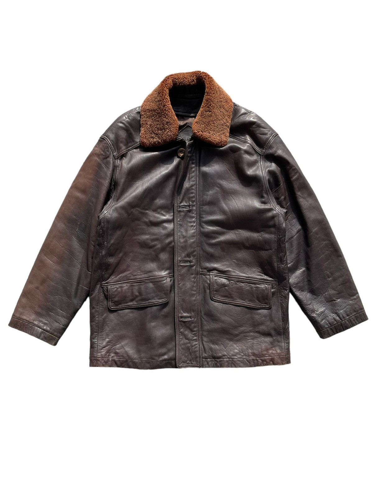 image of 1940's Indian Vintage Hercules Horsehide Leather Jacket in Army Dark Brown, Men's (Size Large)