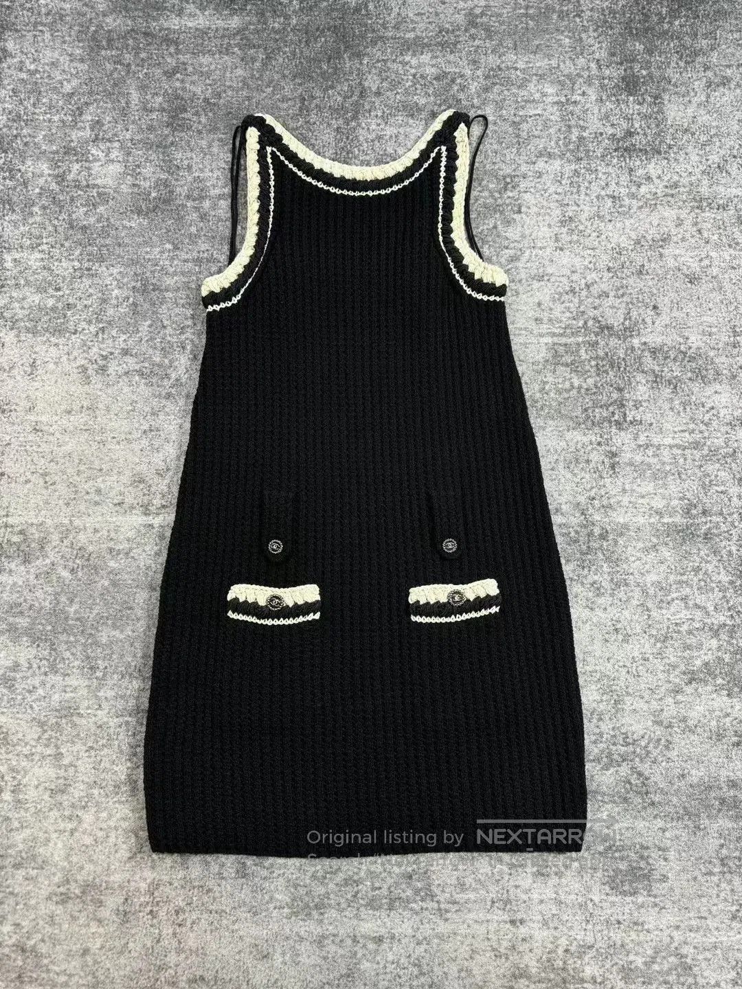 Chanel Chanel Black White Woven Trim Camisole Dress. Size XXS / US 00 / IT 34 - 1 Thumbnail