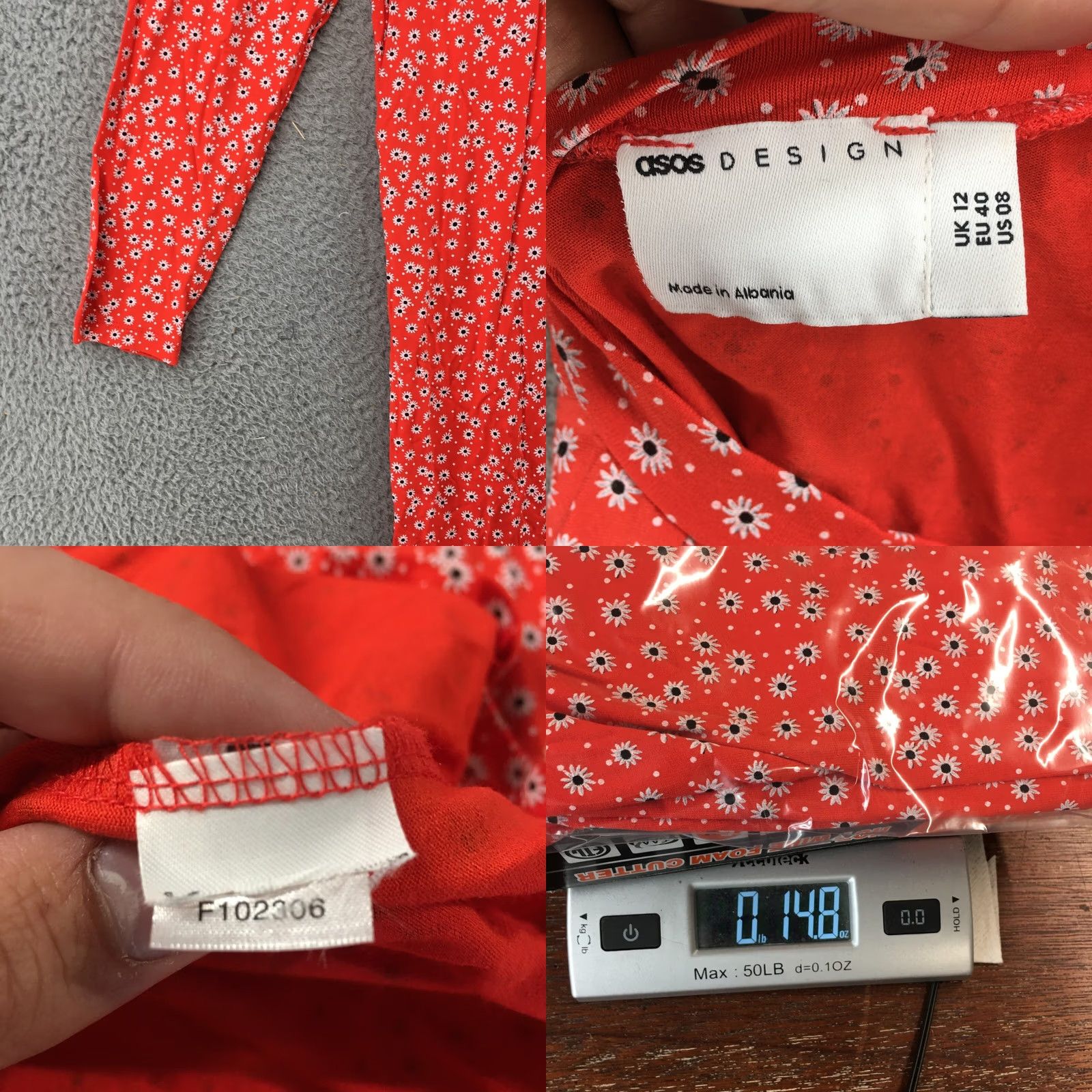 Asos ASOS Design Maxi Shift Dress Womens US 08 Red Floral Long Sleeve Crew Neck Casual Multicolor? Size M / US 6-8 / IT 42-44 - 9 Thumbnail