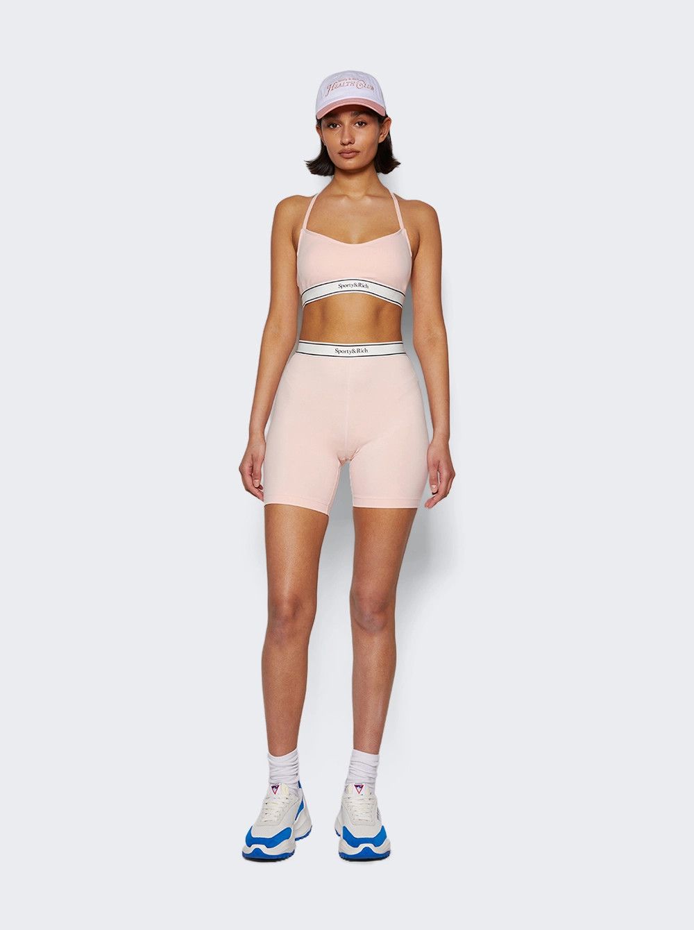 Sporty & Rich o1mle0525 Size: S / Serif Logo Sports Bra Ballet in Pink Size ONE SIZE - 3 Thumbnail