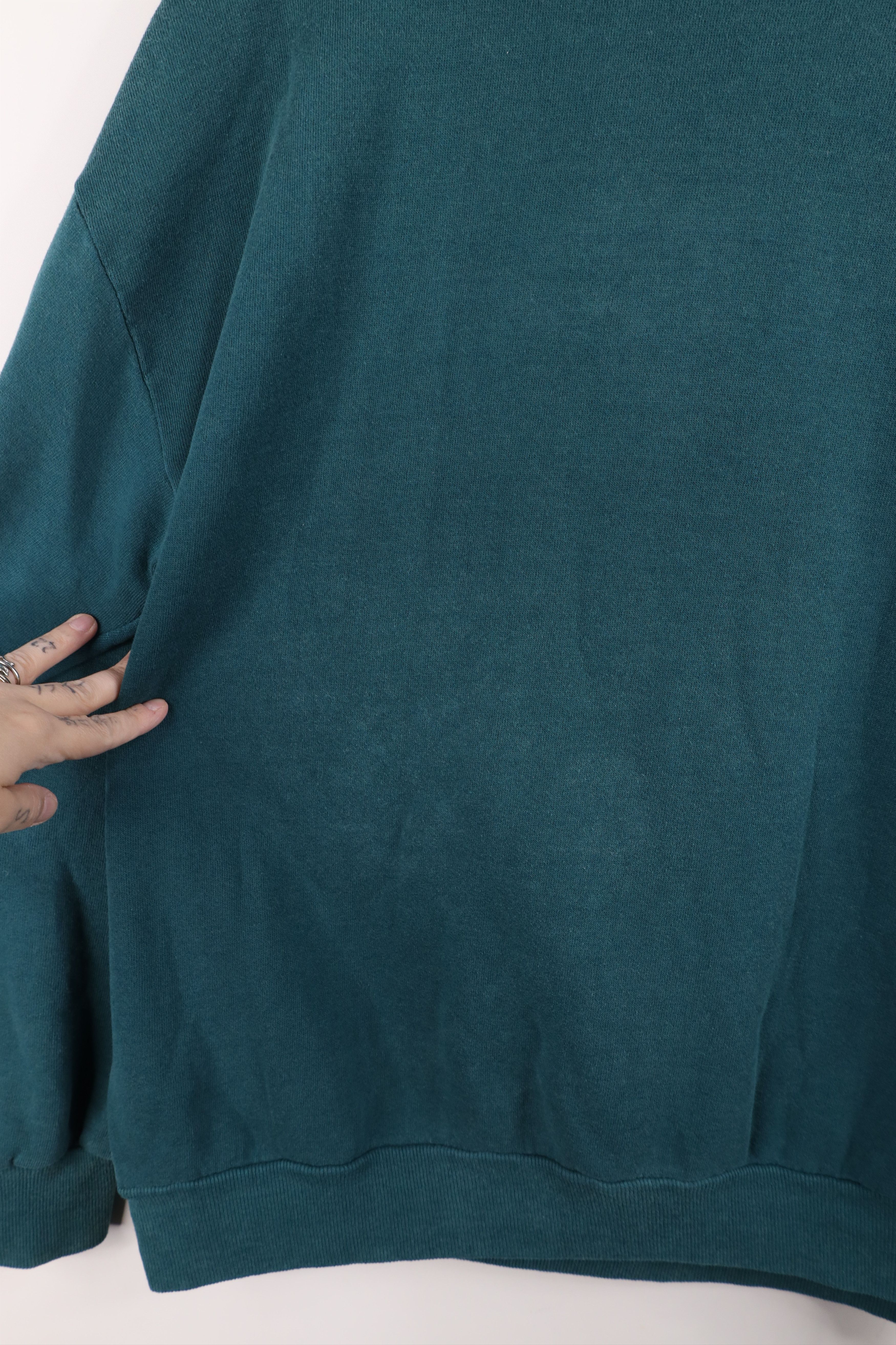 Vintage Vintage 90s Streetwear Blank Crewneck Sweatshirt Teal USA Size US XL / EU 56 / 4 - 9 Thumbnail