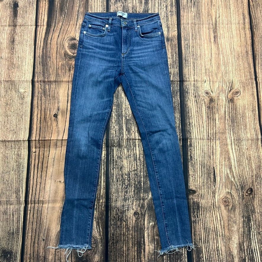 Agolde Agolde Women's Skinny Jeans Size 27 Medium Wash Frayed Hem Size 27" / US 4 / IT 40 - 1 Thumbnail