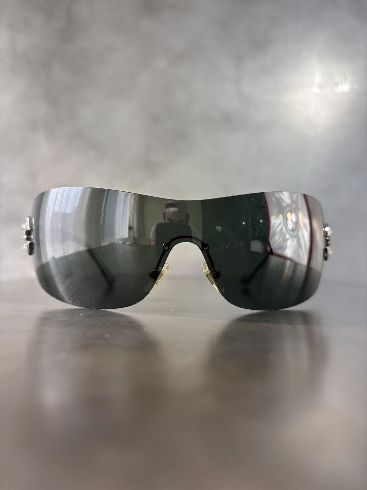 Versace × Vintage 2000s Versace Sunglasses Vintage Shield Jewel Mod 2053-B Y2K Size ONE SIZE - 5 Thumbnail