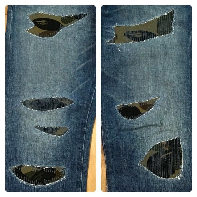 Bape BAPE camo Damaged denim pants a bathing ape ★size M Size US 32 / EU 48 - 3 Thumbnail