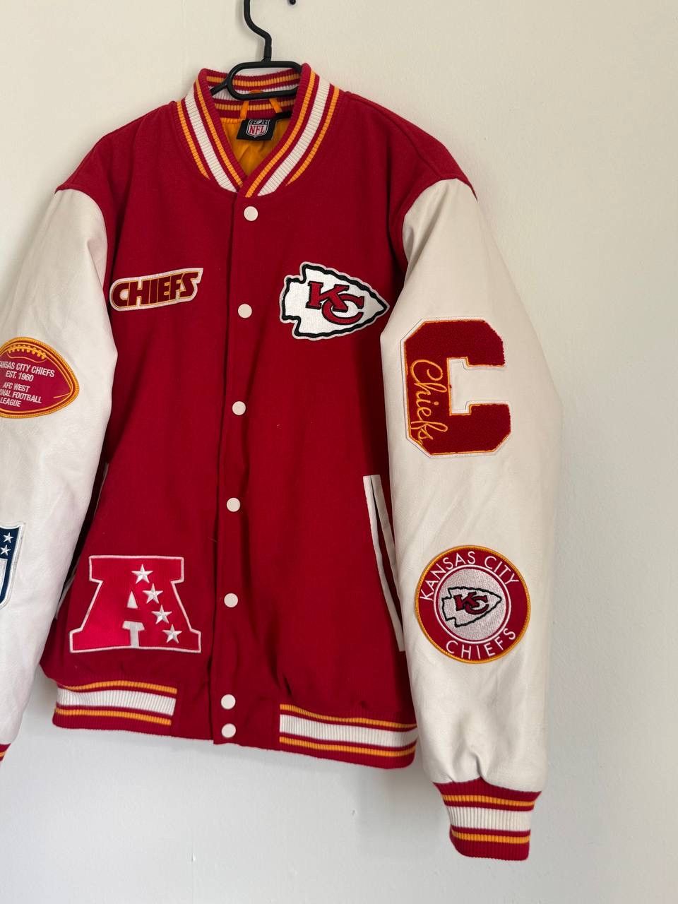 NFL Vintage 90s Kansas City Chiefs NFL Leather Bomber Jacket Y2K Size US M / EU 48-50 / 2 - 2 Thumbnail
