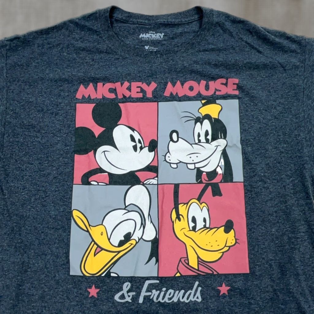 Disney Disney Shirt Men L Gray Tee Mickey Mouse Pluto Goofy Donald Duck Walt World Cartoon USA Classic Vintage Logo Short Sleeve Crew Neck Size US L / EU 52-54 / 3 - 1 Thumbnail