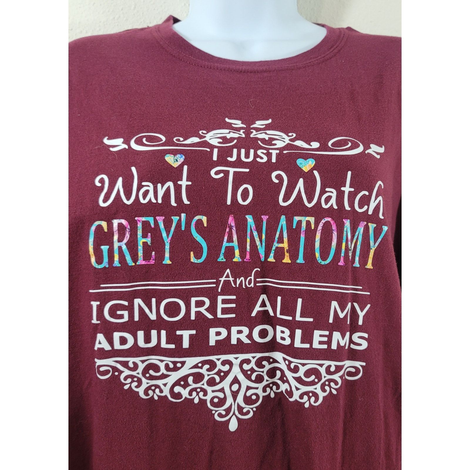 Gildan Just Want To Watch Grey's Anatomy Ignore Adult Problem Top L Size L / US 10 / IT 46 - 2 Thumbnail