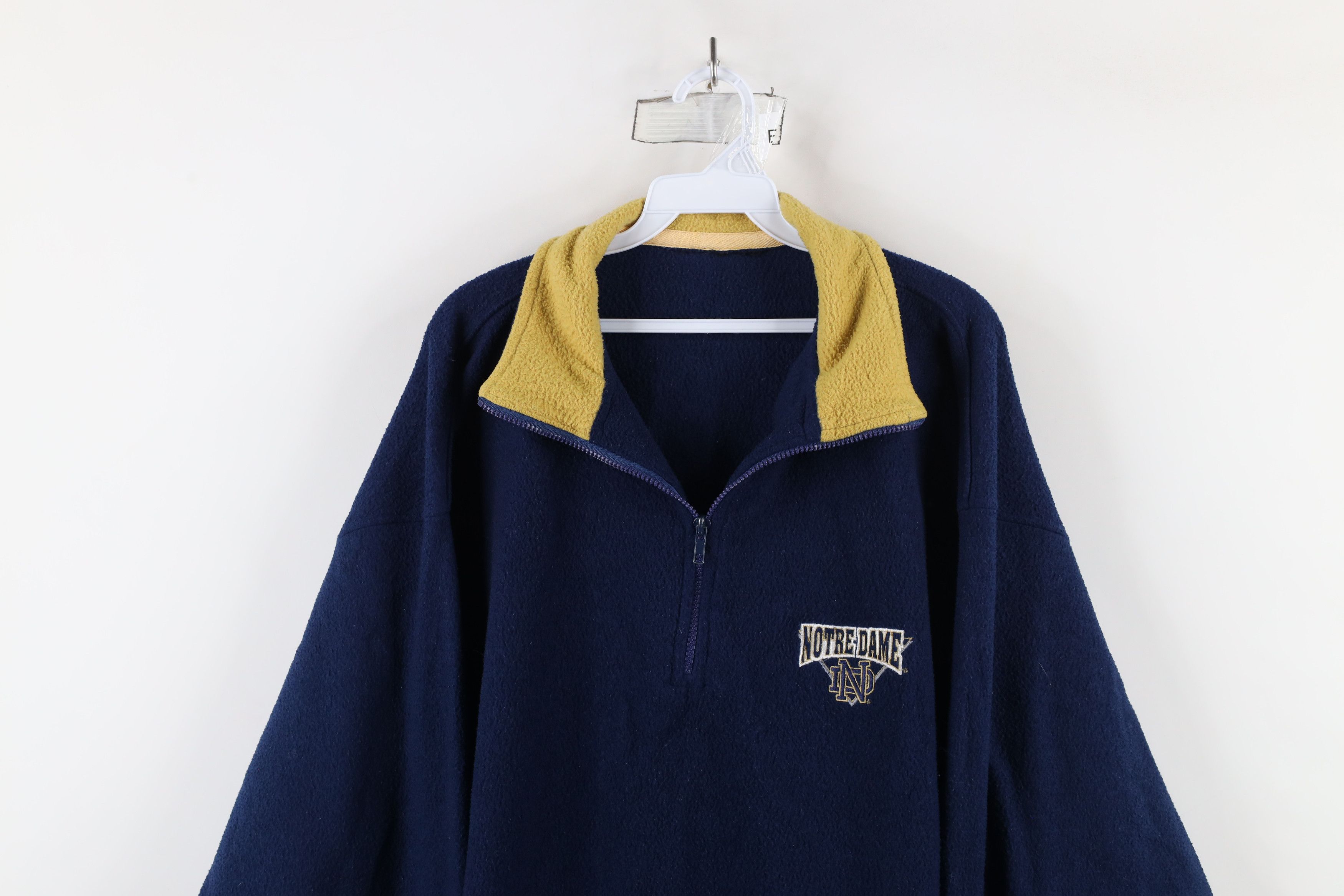 Vintage Vintage 90s Notre Dame University Fleece Half Zip Sweater Size US XXL / EU 58 / 5 - 2 Thumbnail