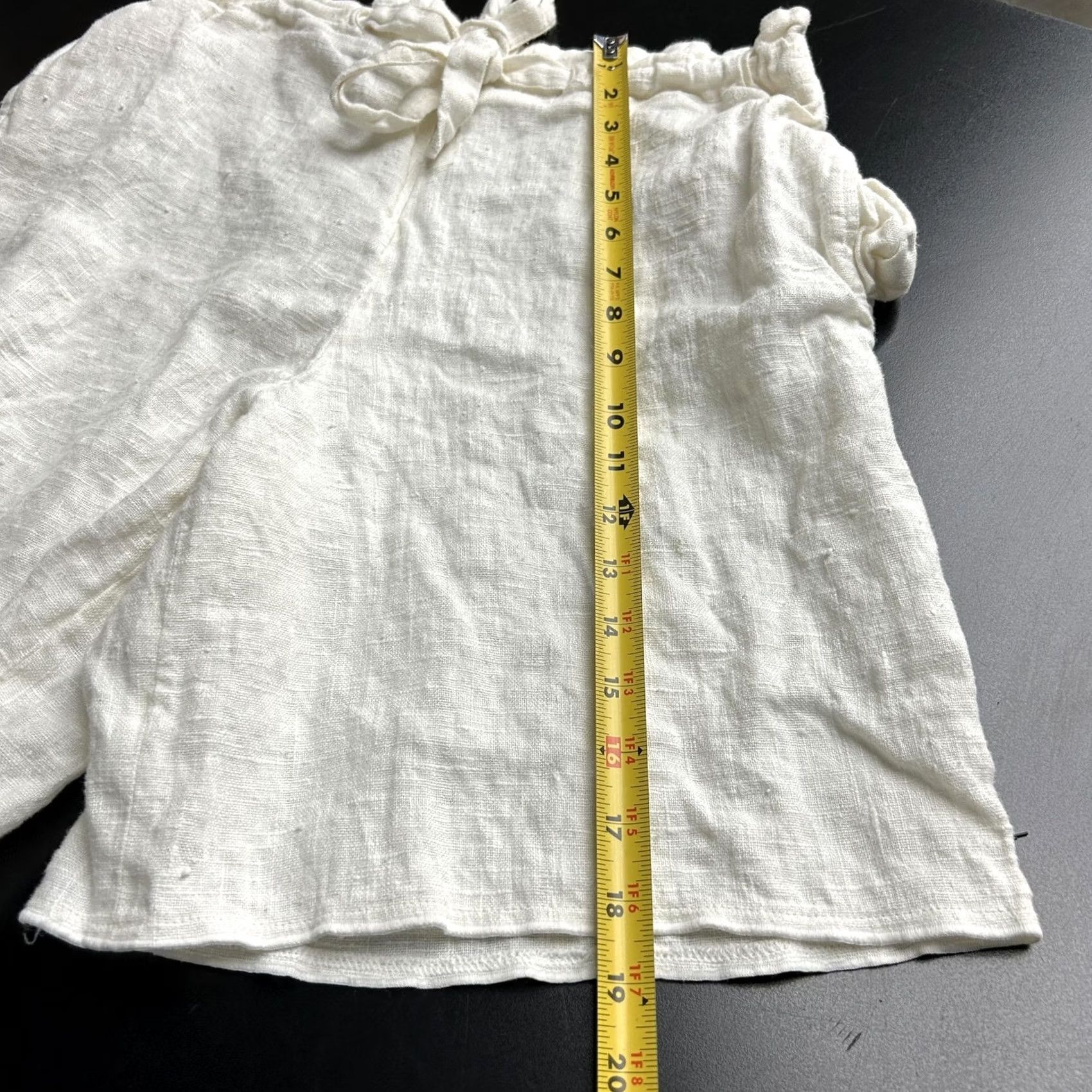 Vintage VINTAGE Linen Shorts Womens Medium White Paperbag Waist Tie Front Relaxed Fit Size 29" - 4 Thumbnail