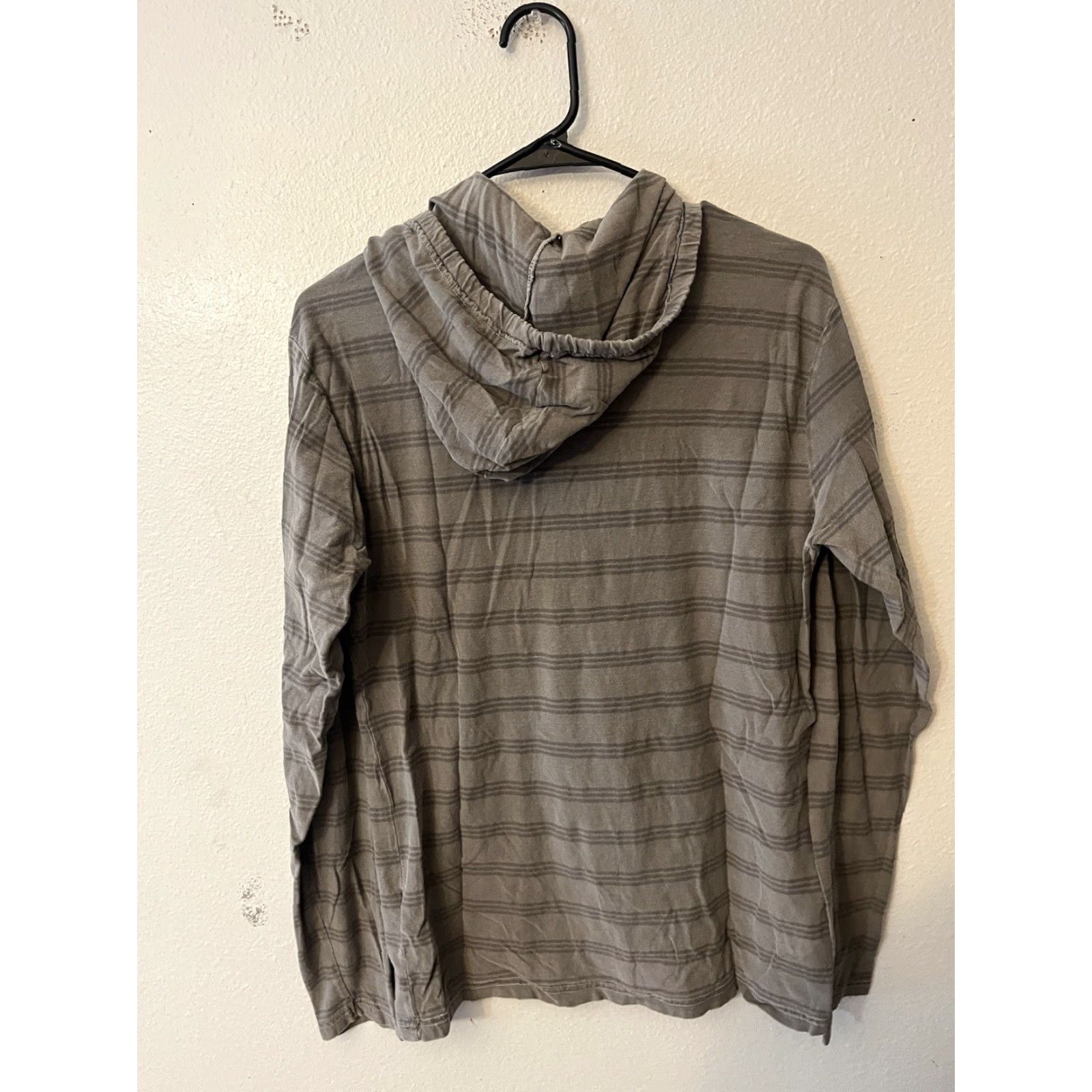 RVCA VINTAGE RVCA Hooded Shirt Mens Gray Striped Pullover Long Sleeve Regular Fit Cotton Blend Outdoor Size US S / EU 44-46 / 1 - 3 Thumbnail