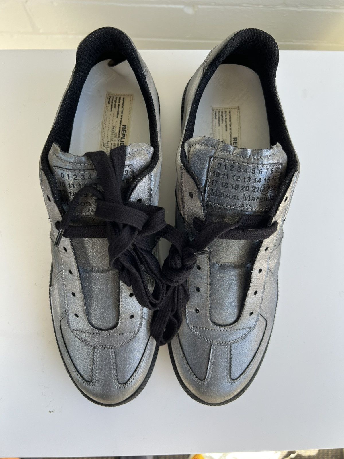 Maison Margiela Margiela gunmetal fabric trainer Size US 12 / EU 45 - 2 Thumbnail