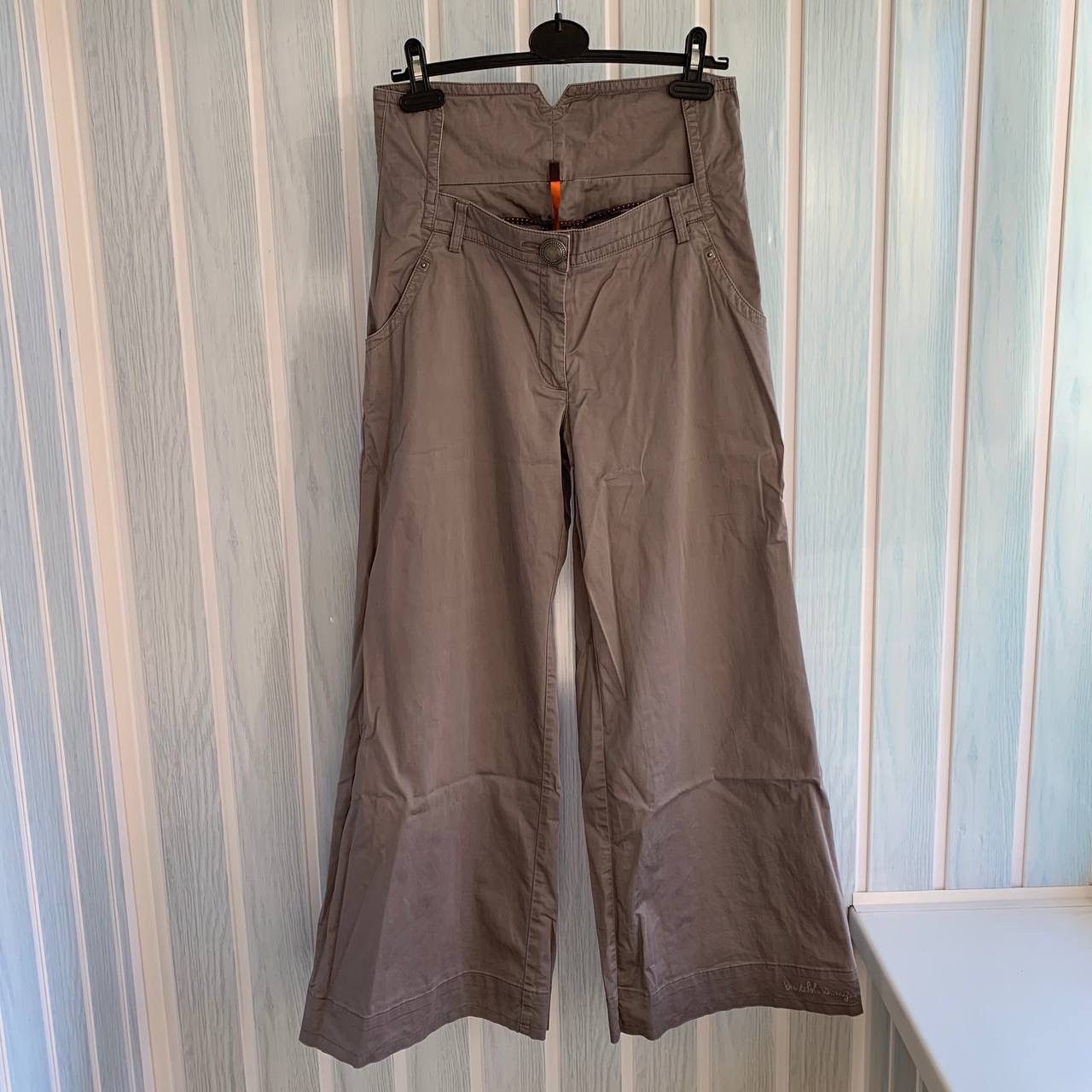 Cop Copine Vintage Cop Copine Gray Cotton Geometric Fit Flare Trousers Size 27" / US 4 / IT 40 - 2 Thumbnail