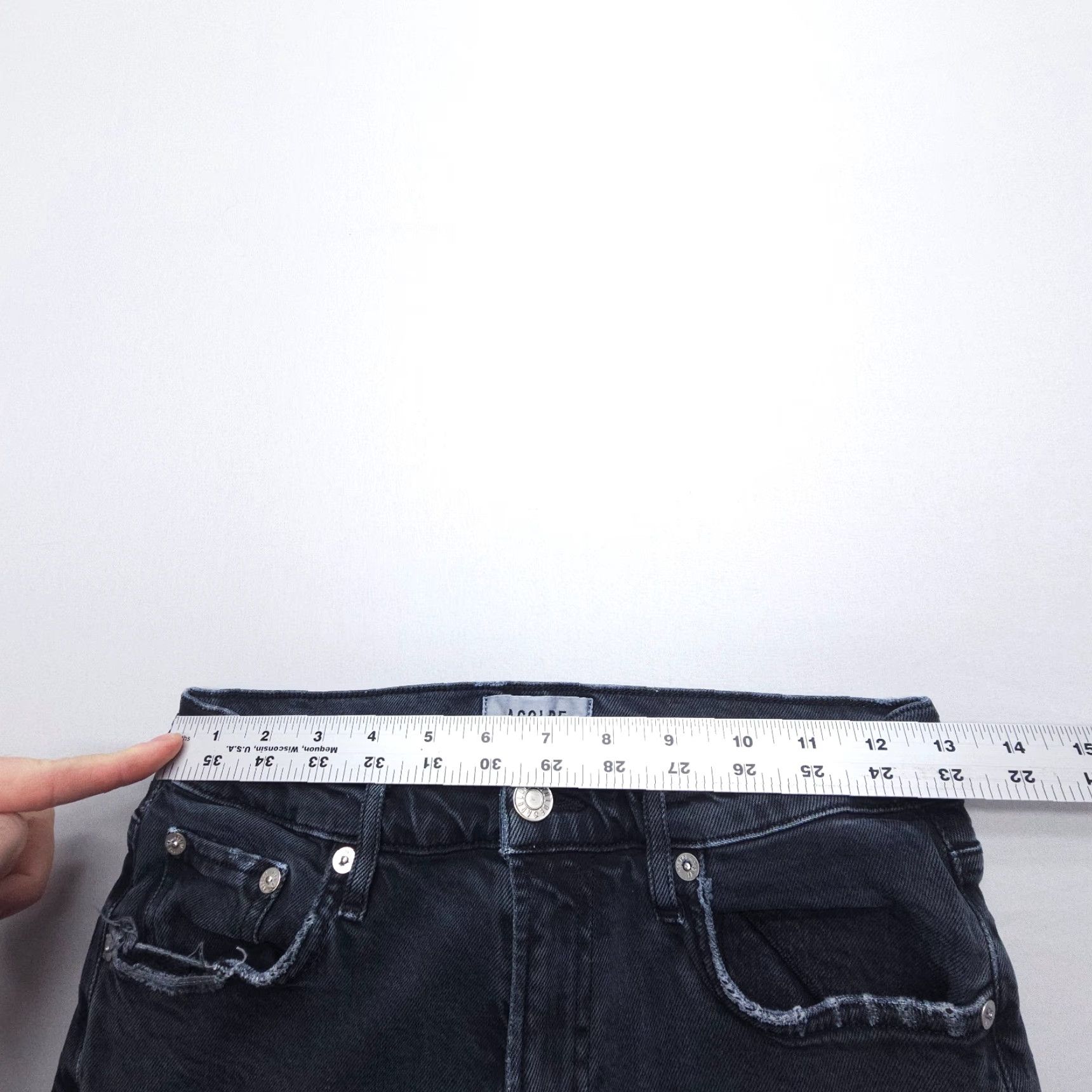 Agolde AGOLDE Toni Jeans Womens 26 Mid Rise Straight Black Slim Raw Hem Organic Denim Jeans Size 26" / US 2 / IT 38 - 6 Thumbnail