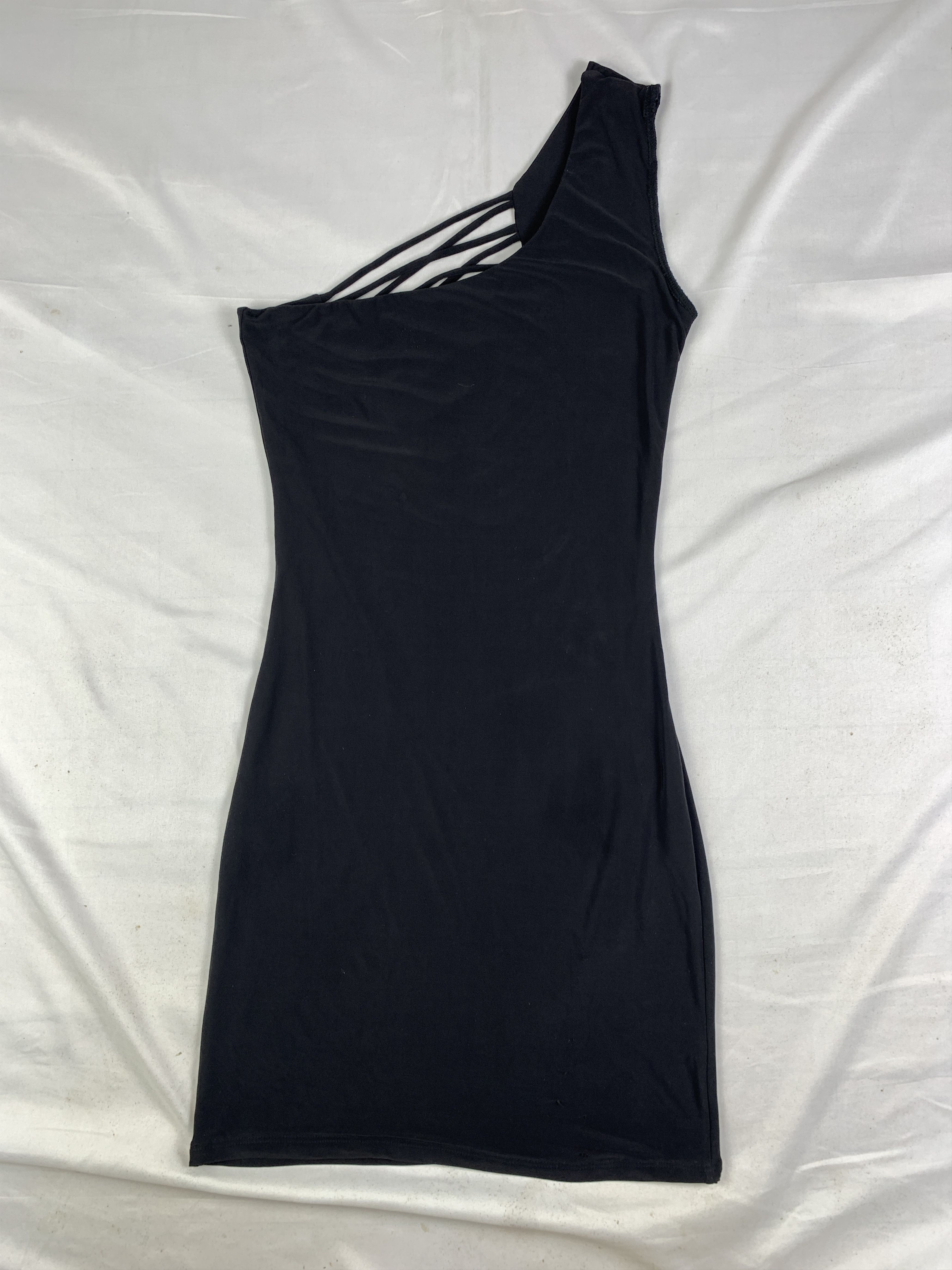 Japanese Brand Little USA Black One-shoulder Strappy Dress (S) Size S / US 4 / IT 40 - 4 Thumbnail