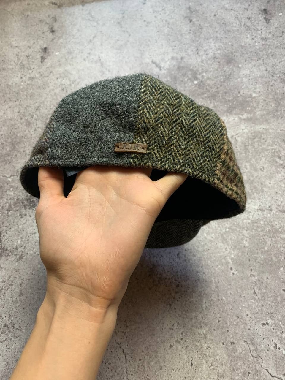 Harris Tweed Vintage 90's Harris Tweed Patchwork herringbone flat cap hat Size ONE SIZE - 2 Thumbnail