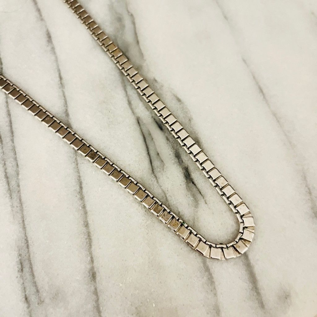Monet Vintage Signed Monet Box Chain Necklace Silver 25" Size ONE SIZE - 2 Thumbnail