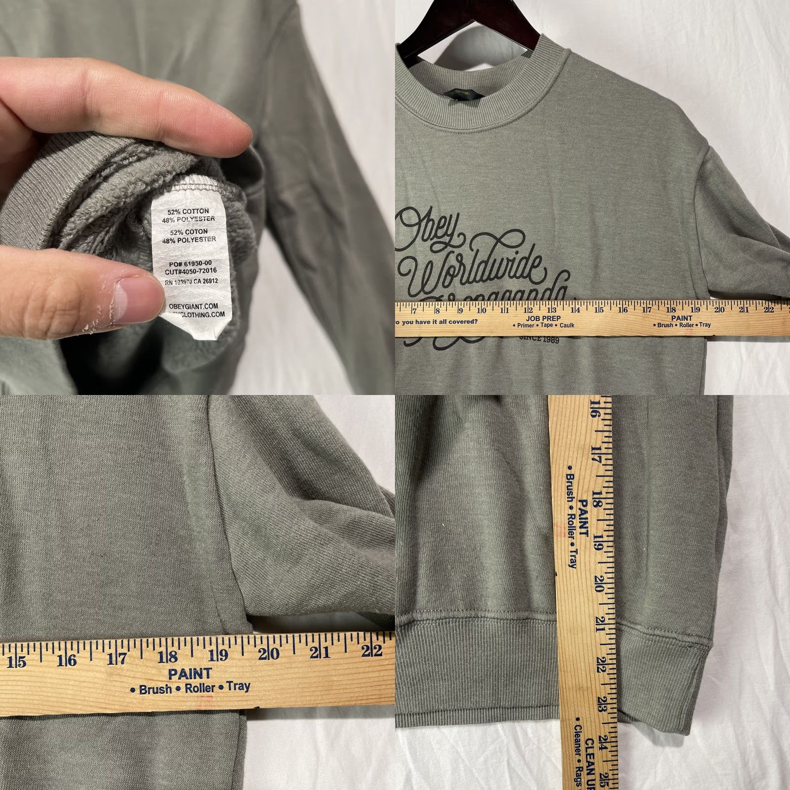 Obey OBEY Sweater Mens Small Worldwide Graphic Print Fleece Pullover Gray Crew Neck Regular Fit Christmas, College, Outdoor, 1990s Style Size US S / EU 44-46 / 1 - 8 Thumbnail