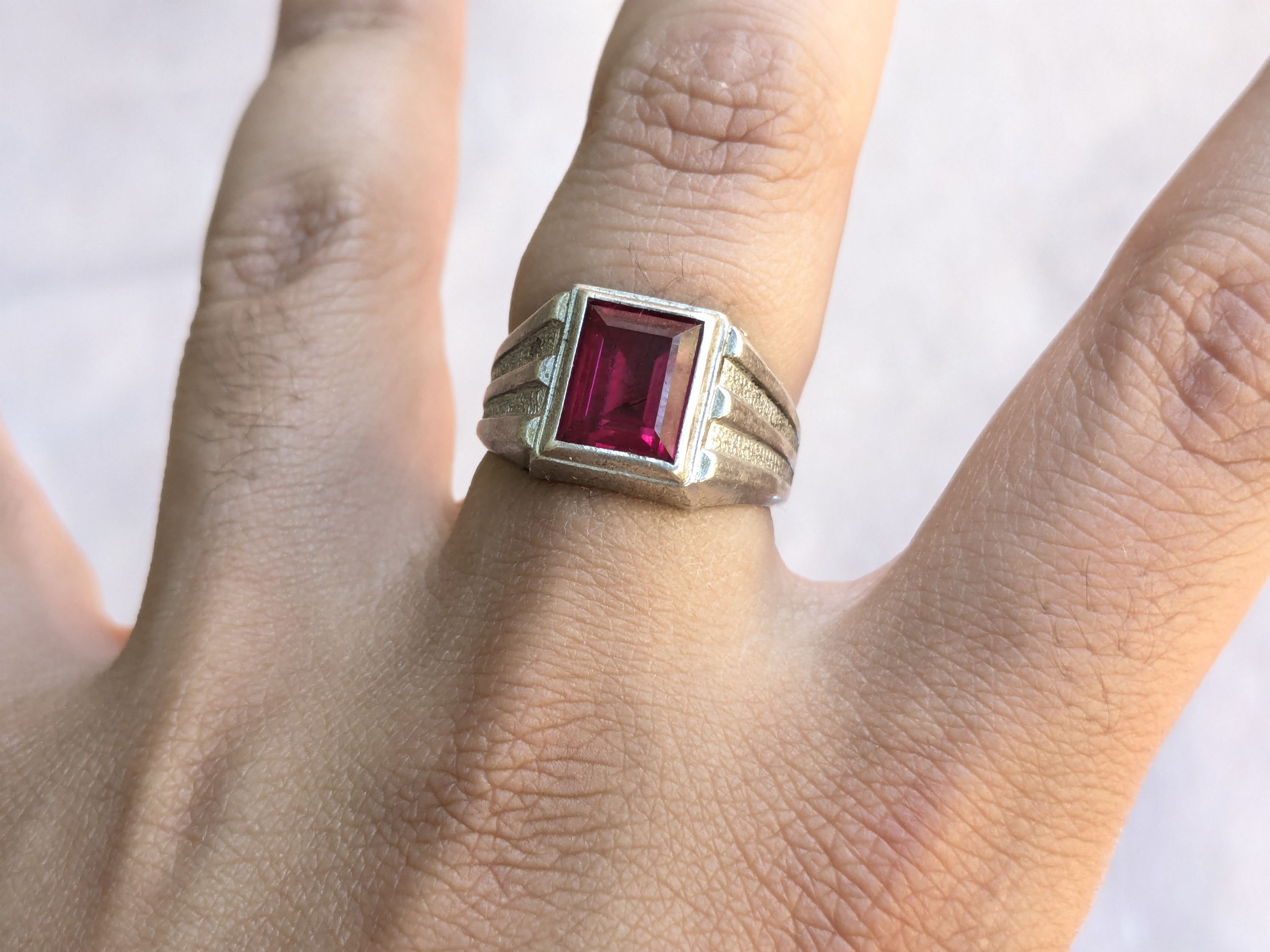 Jewelry Vintage Sterling Silver Ruby Ring Red Label Ruby 9 Size ONE SIZE - 11 Thumbnail