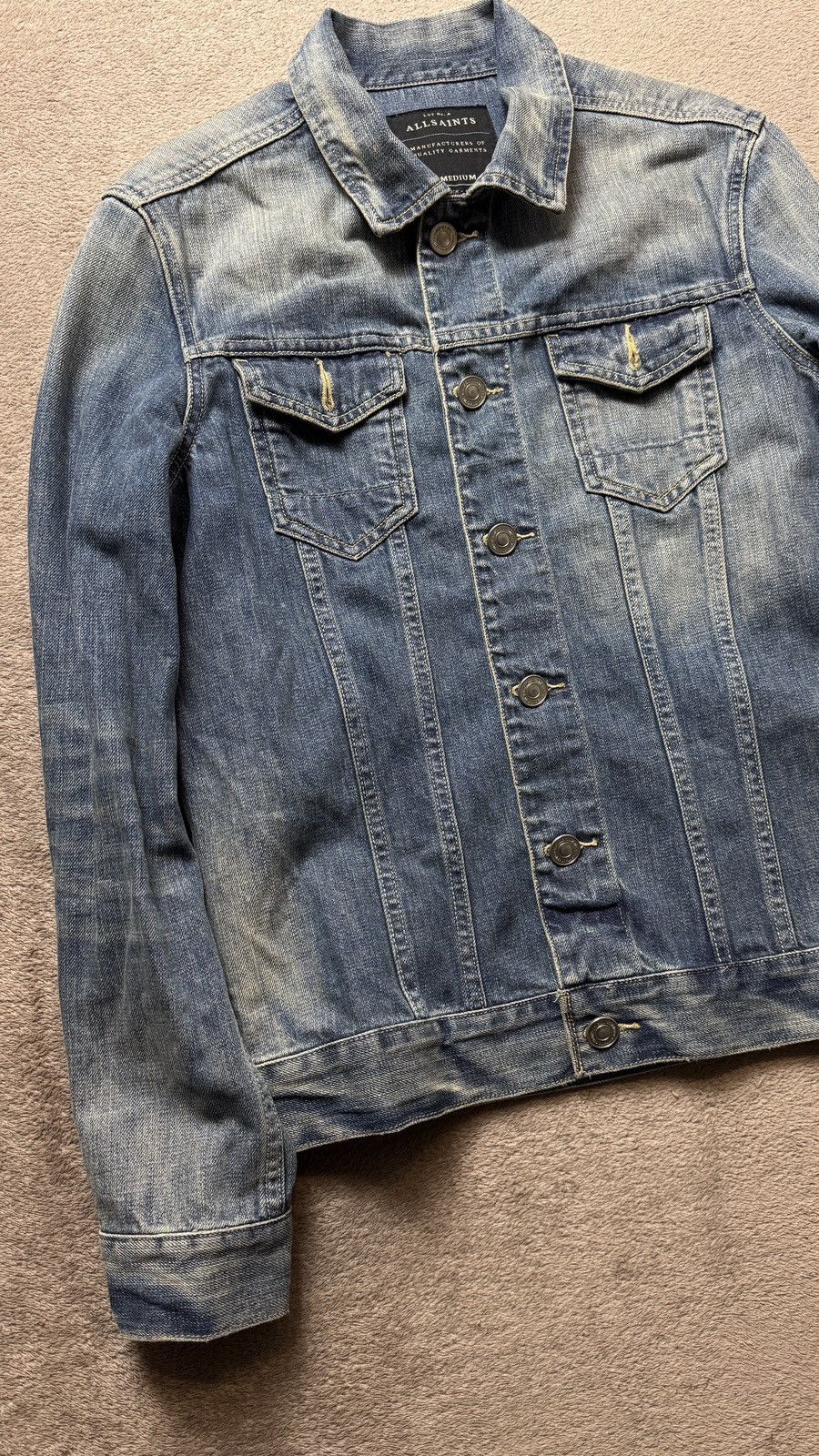 Japanese Brand Allsaints Vintage Washed Jeans Jacket grandpa diesel ysl y2k Size US M / EU 48-50 / 2 - 3 Thumbnail