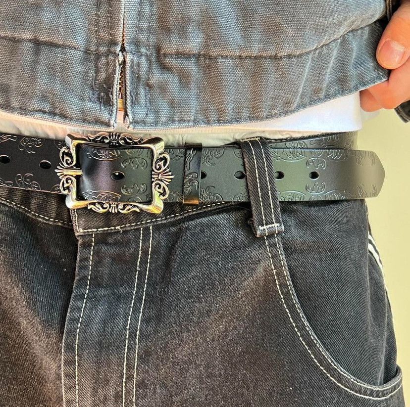 Cowboy Equipment vintage style black american western floral design belt Size ONE SIZE - 3 Thumbnail