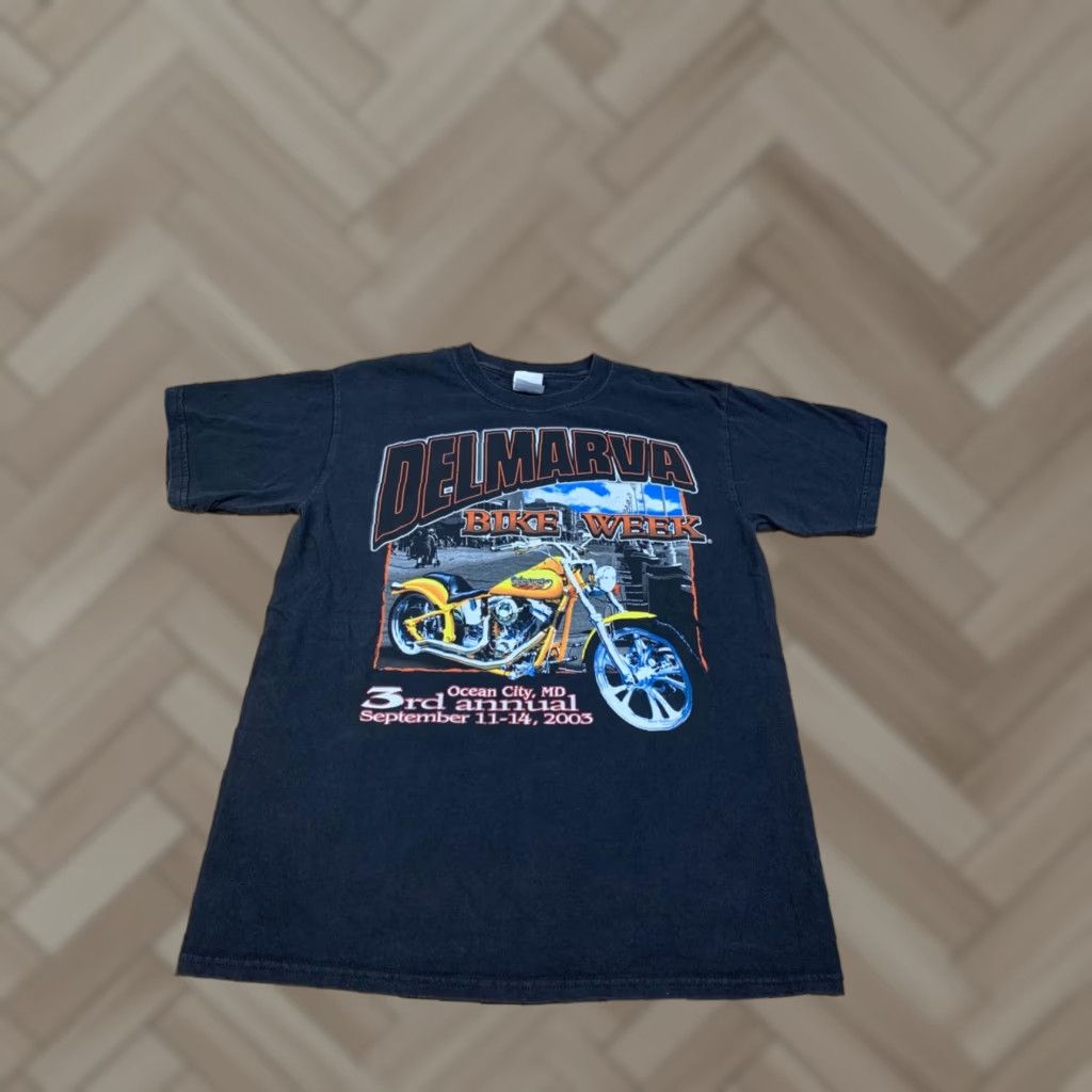 Harley Davidson VINTAGE Harley Biker Mens M Black 15522 Y2K Bike Week Ocean City MD Size US M / EU 48-50 / 2 - 1 Thumbnail