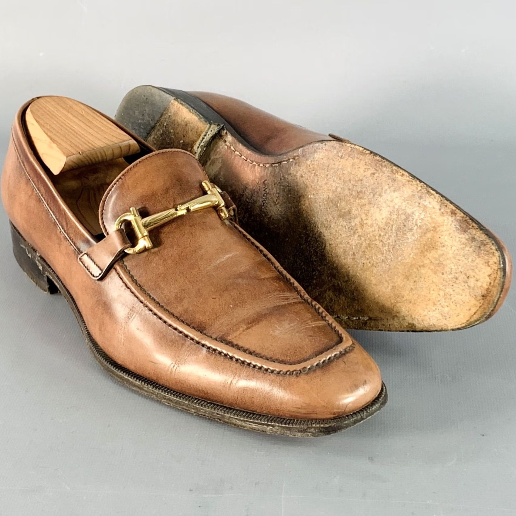 Salvatore Ferragamo SALVATORE FERRAGAMO Horsebit Loafers Brown Leather Gold Size 7 Size US 7 / EU 40 - 5 Thumbnail