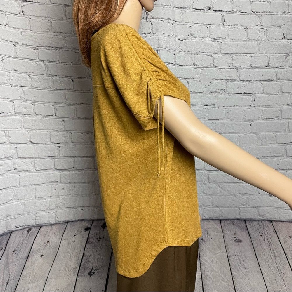 Joie NWT New Joie Linen Blend Mustard Short Sleeve With Tie Deta Size S / US 4 / IT 40 - 8 Thumbnail