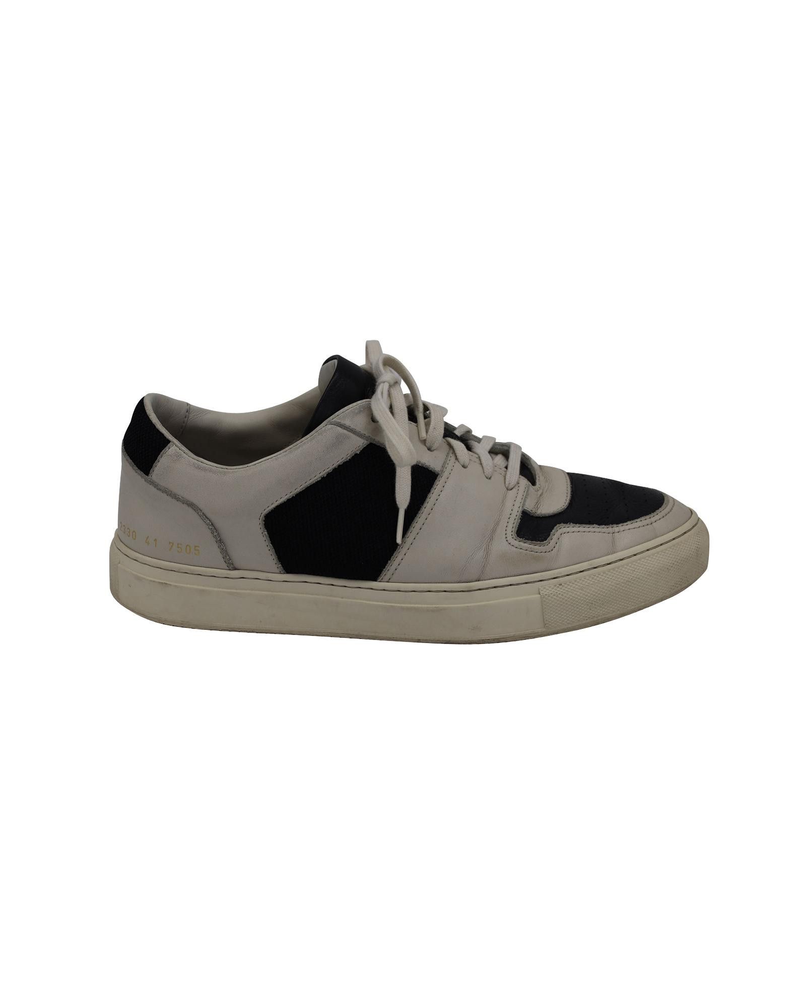 image of Common Projects Grey Leather Low-Top Sneakers With Perforated Design, Men's (Size 8)