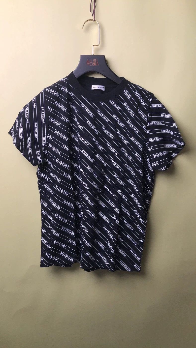 Balenciaga Black Logo Print Short Sleeve Tee dmc
