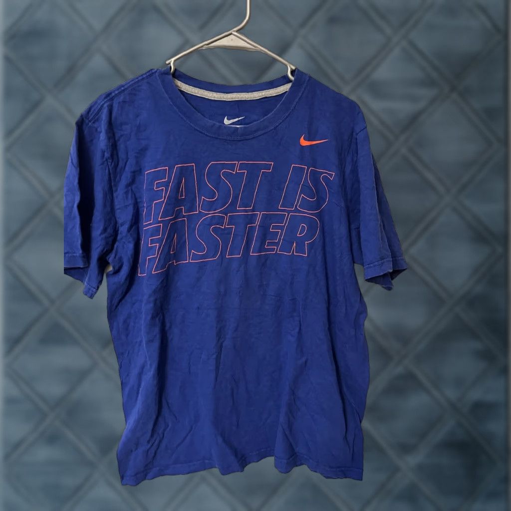 Nike Nike Shirt Mens Large Blue Nike Dri-Fit T-Shirt Crew Neck Short Sleeve Classic Fit Logo Cotton, Lightweight Sports Theme, Regular Size, Blue, Mens Size US L / EU 52-54 / 3 - 1 Thumbnail
