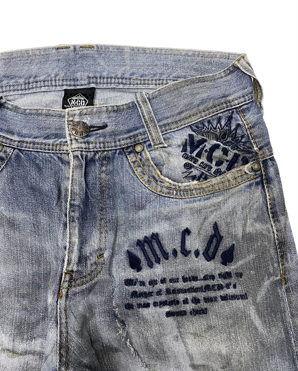 If Six Was Nine 🔥MORE CORE DIVISION EMBROIDERY DISTRESSED DENIM JEANS RARE Size US 32 / EU 48 - 8 Thumbnail