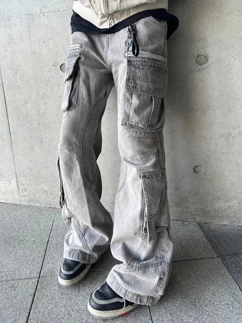 VIBE Cargo Stacked Denim Jeans, Flared Jeans, Wide Leg Jeans Size US 33 - 4 Thumbnail