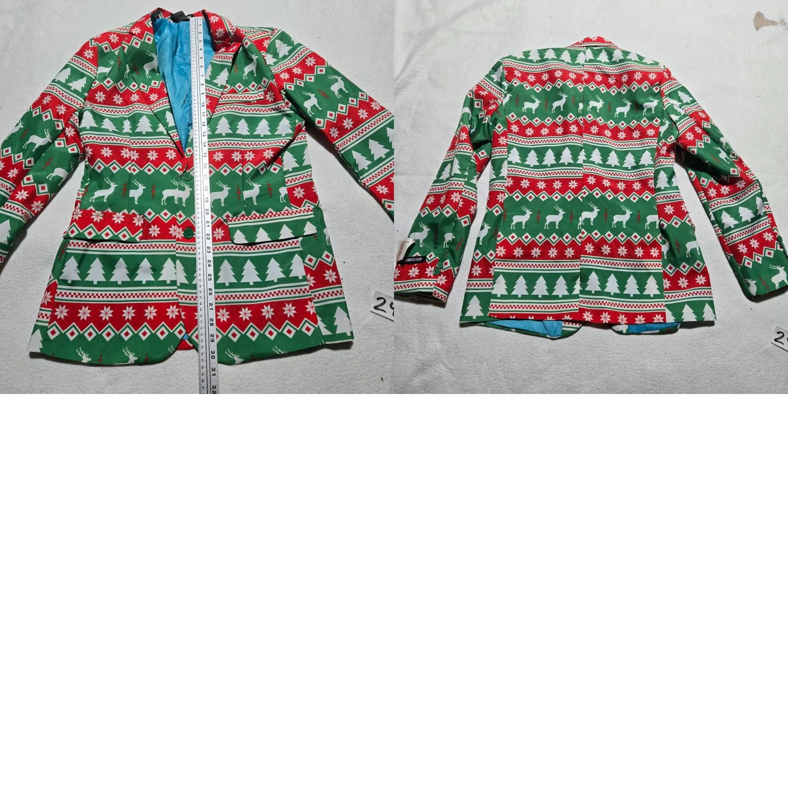 Vintage Suitmeister Christmas Reindeer Ugly Holiday Jacket Suit Jacket AOP Men's M Medium Size 40R - 8 Thumbnail