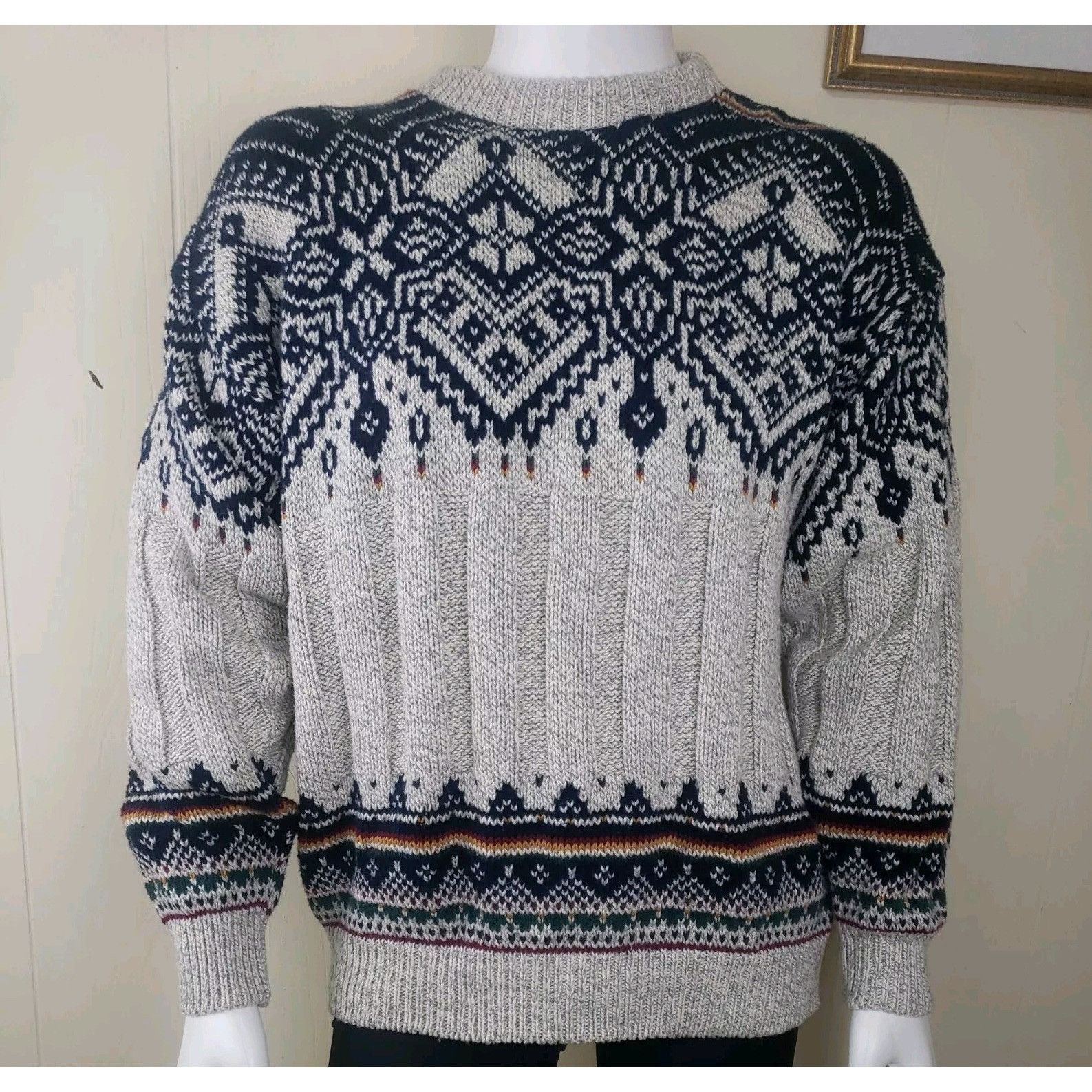 Other Vtg Fair Isle Ski Sweater Mens L USA Made Nordic Cotton Crew Size US L / EU 52-54 / 3 - 2 Thumbnail