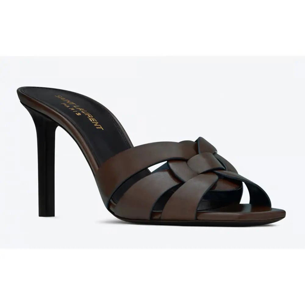Saint Laurent Paris o1b1hav111024 Tribute Leather Mules in Purple Size US 10 / IT 40 - 1 Thumbnail