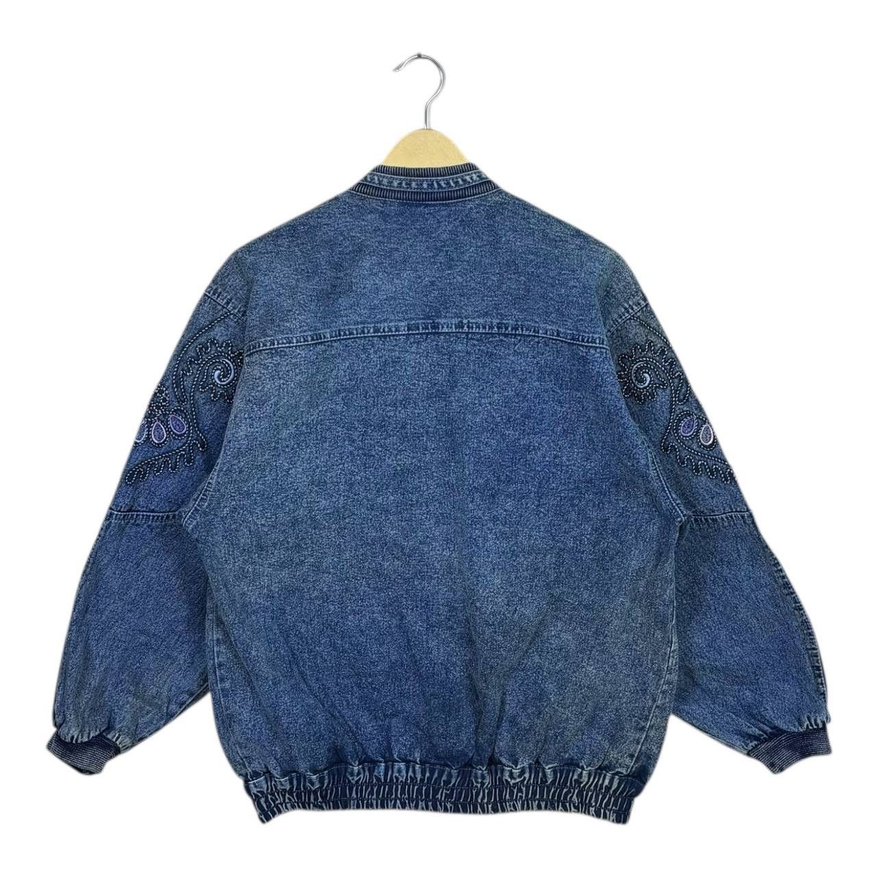 Other Vintage 80s Embroidered Acid Wash Denim Jacket Size US L / EU 52-54 / 3 - 2 Thumbnail