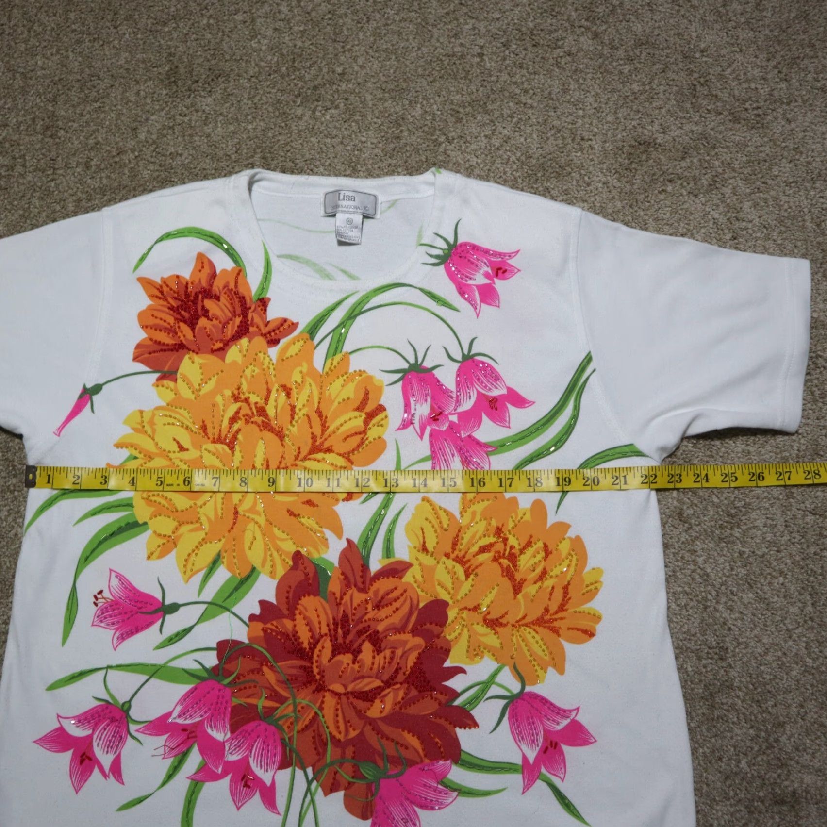Vintage VINTAGE Lisa International Flowers Floral Lightweight Sweater Women's XL Floral Shirt Women XL White Cotton Blend Vintage Yes Tank? Size XL / US 12-14 / IT 48-50 - 4 Thumbnail
