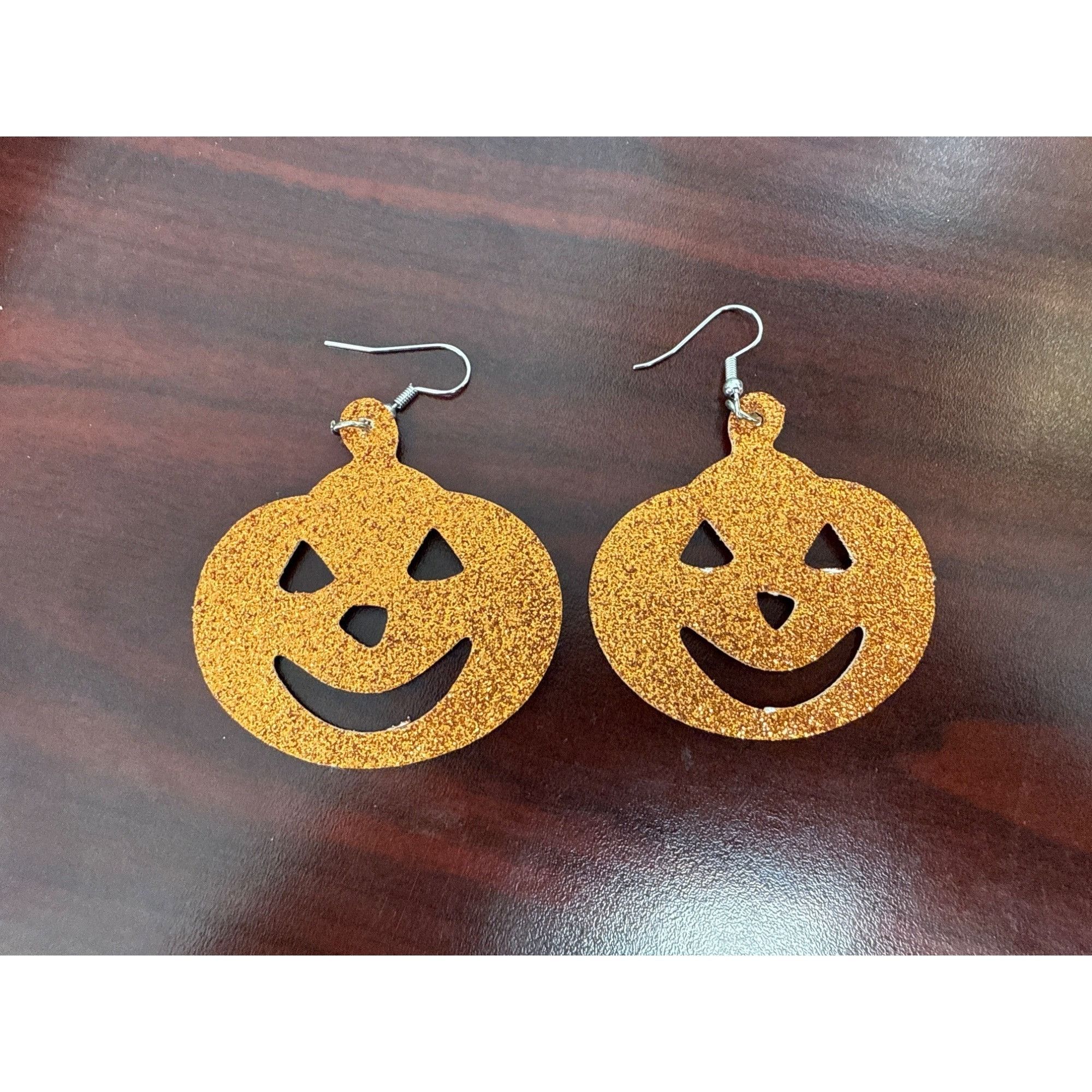 Other Orange Halloween Faux Leather Earrings With Glitter Size ONE SIZE - 1 Thumbnail