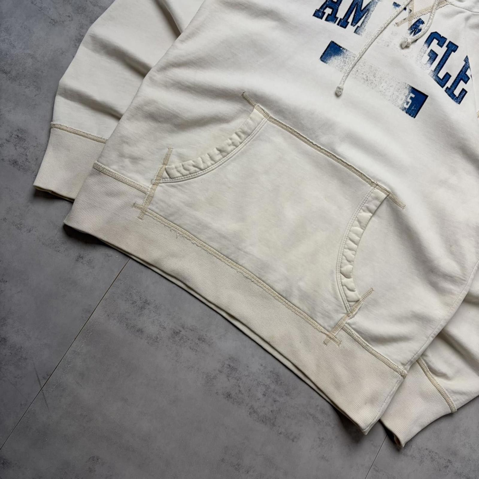 American Eagle Outfitters Y2K White Amercan Eagle Grunge Distressed Thermal Hoodie Size US L / EU 52-54 / 3 - 3 Thumbnail