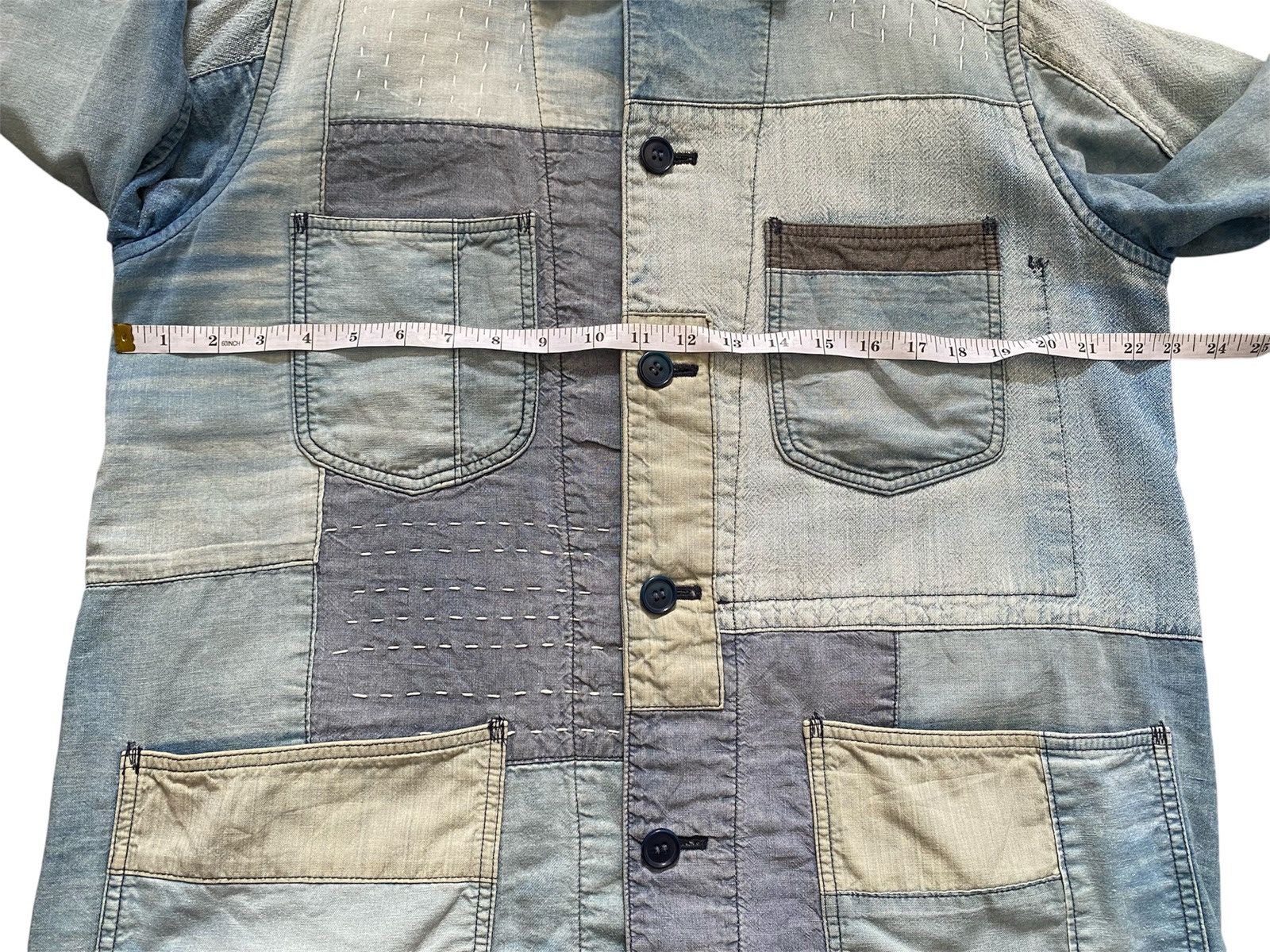 Blue Blue Japan Blue Blue Japan Pure Indigo Sashiko Boro Patchwork Jacket Size US L / EU 52-54 / 3 - 12 Thumbnail