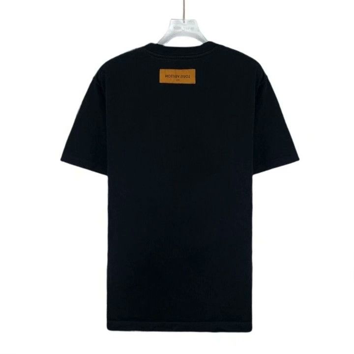 Louis Vuitton Louis Vuitton Black Logo Embroidered Cotton T-Shirt Size US M / EU 48-50 / 2 - 2 Thumbnail