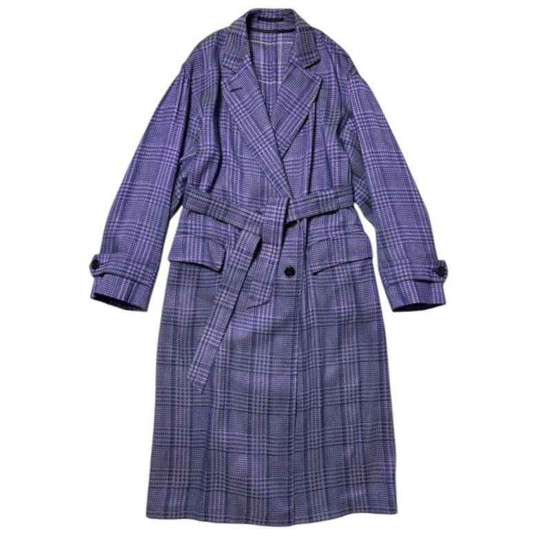 Dries Van Noten 🧿double-breasted belted coat in purple check Size US S / EU 44-46 / 1 - 1 Thumbnail