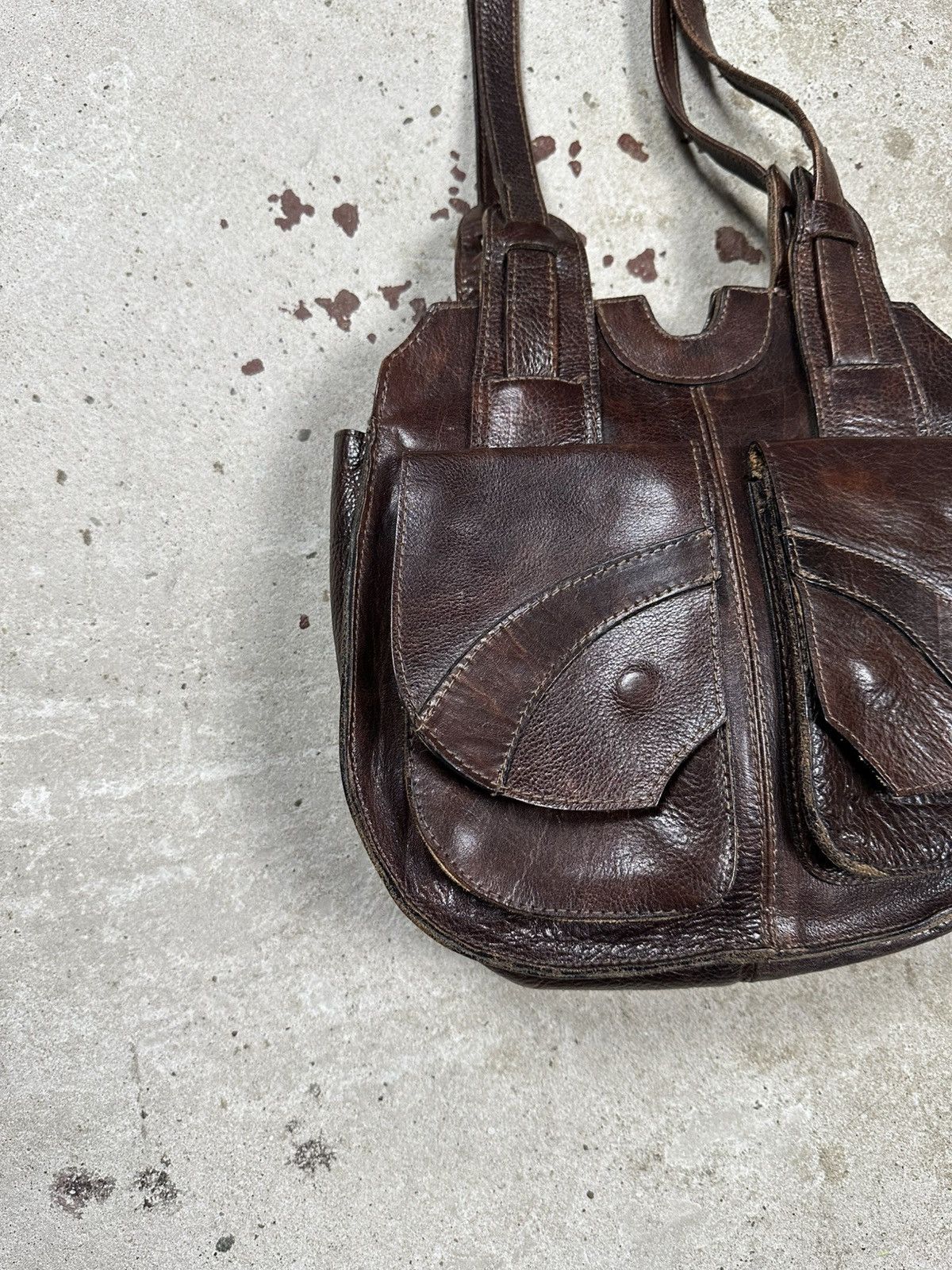 Vintage Vintage 90s Brown Utility Genuine Leather Hand Bag rare usa Size ONE SIZE - 3 Thumbnail