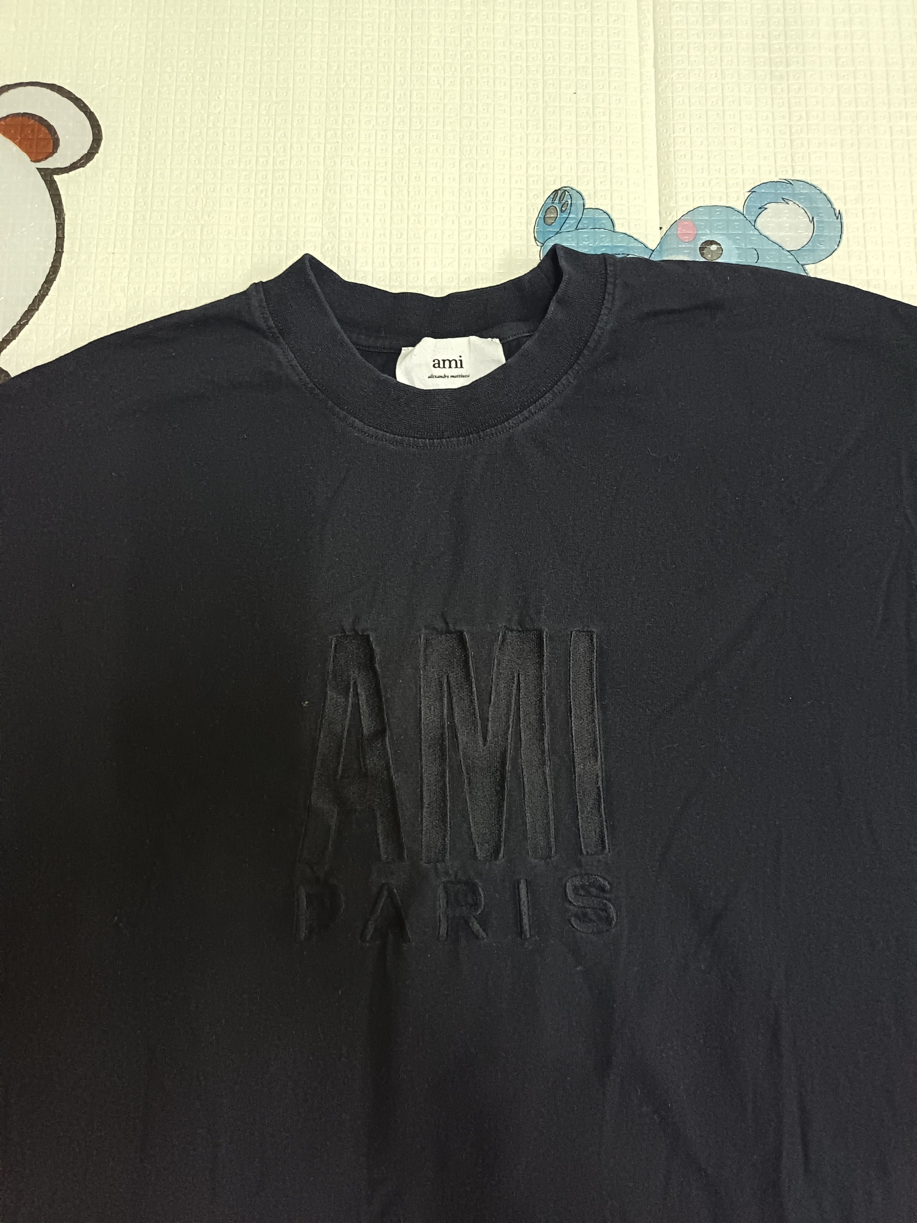 AMI Ami de Coeur Black T-shirt in organic cotton jersey. Size US XL / EU 56 / 4 - 7 Thumbnail
