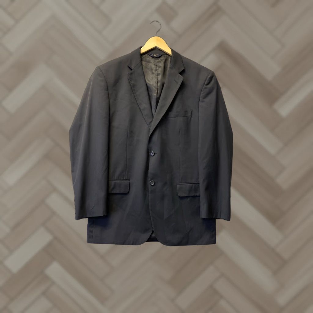 Joseph Joseph & Feiss Blazer Men 42 Regular Black Wool Two-Button Sport Coat Designer Modern Size 42R - 1 Thumbnail