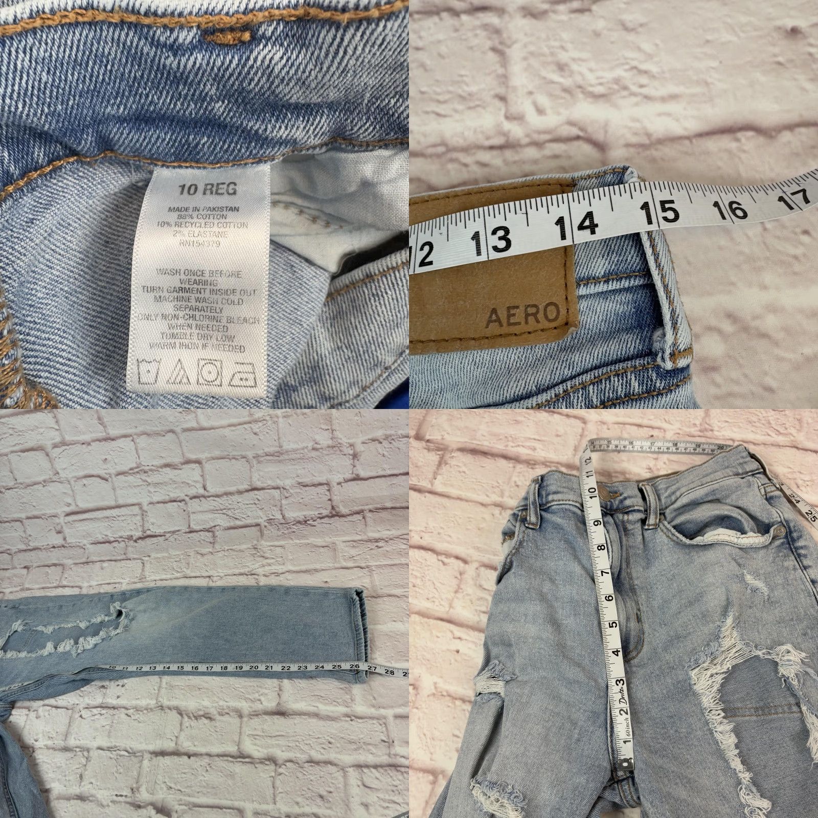 Vintage Aéropostale Jeans Womens 10 Light Wash Stretch Mom Distressed Ripped 30 x 26 Size 32" / US 10 / IT 46 - 8 Thumbnail