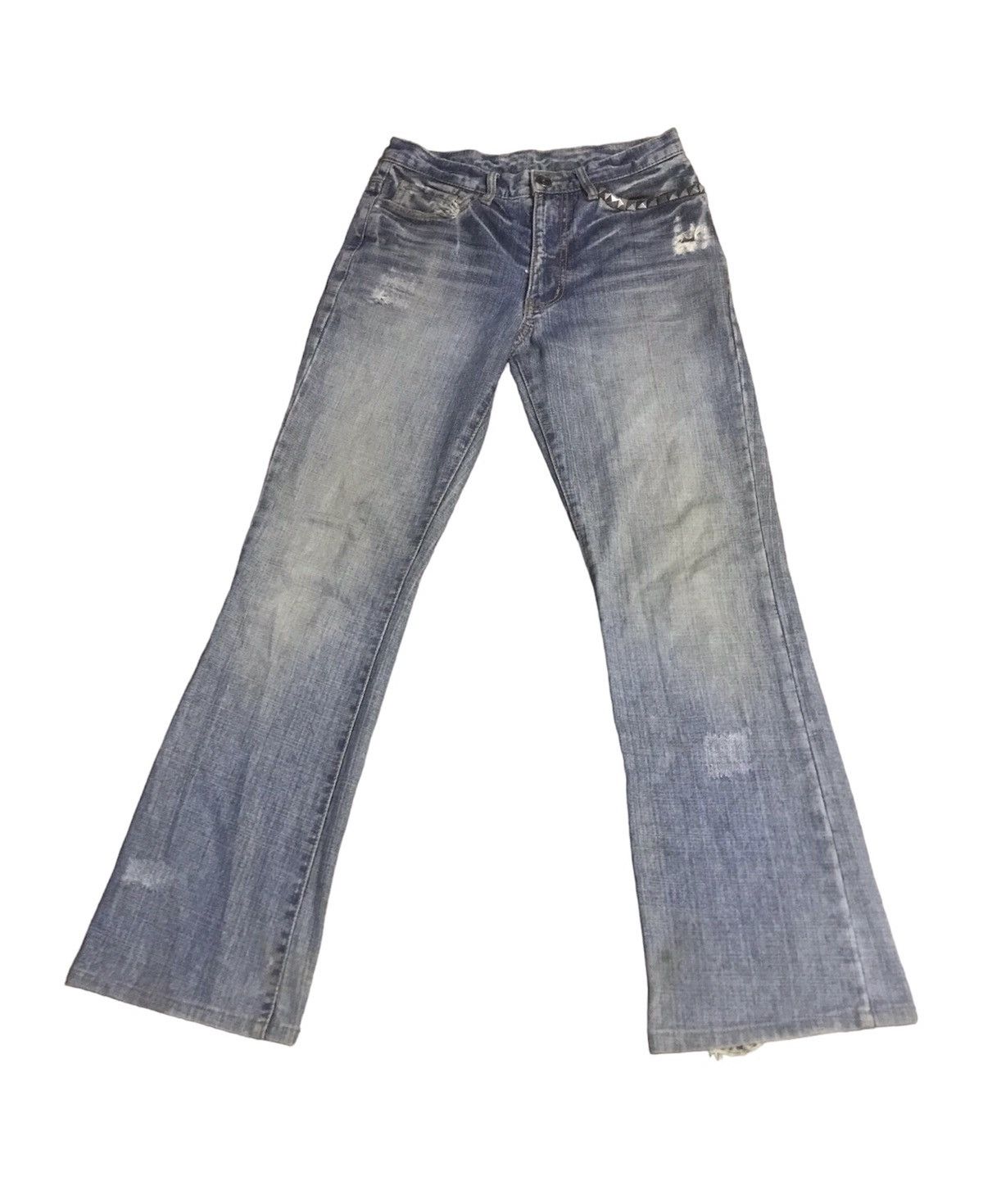 Japanese Brand × Seditionaries Distressed International Word Jean Flare Pant Size US 30 / EU 46 - 2 Thumbnail